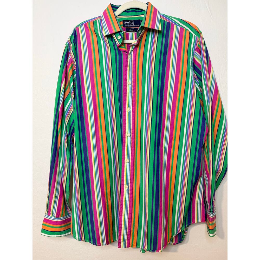Polo Ralph Lauren Regent Classic Fit Colorful Stripe Button Down Shirt L
